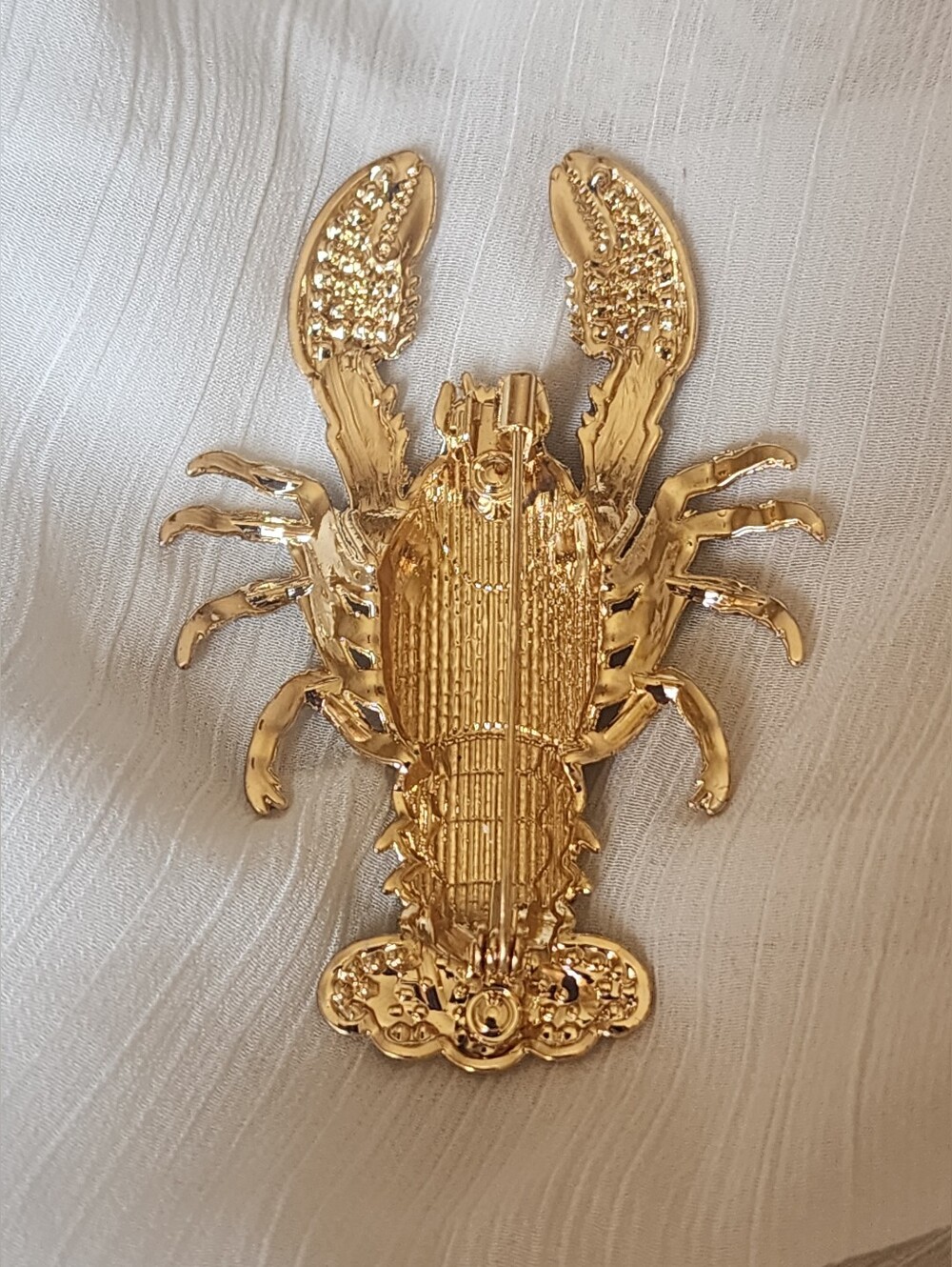 🦞 💎 "Lobster" Blue Enamel Rhinestone Brooch - Picture 3 of 3